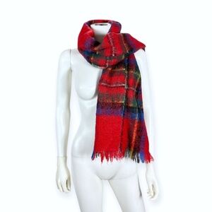 St. Michael Royal Stewart Vintage Mohair & Wool Tartan Plaid Scarf